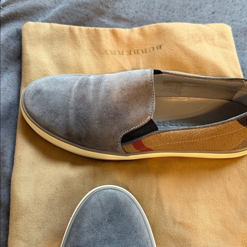 Burberry Tan and Black Men's Slip-On Loafers